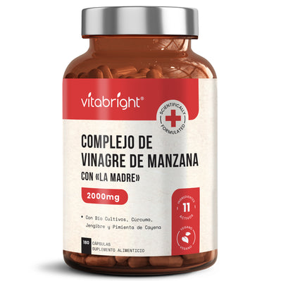 Vinagre de Sidra de Manzana con «La Madre», Probióticos, Cúrcuma, Jengibre y Pimienta de Cayena